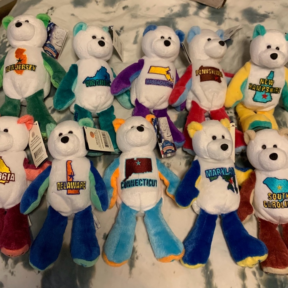 Colorful State-Themed Plush Bears Set